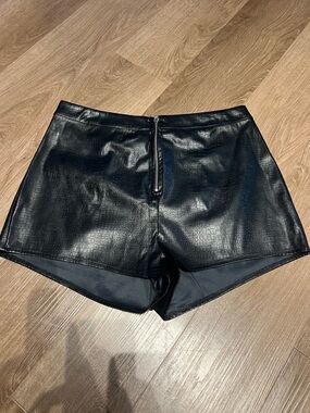 superdown Black Faux Leather High-Waist Shorts